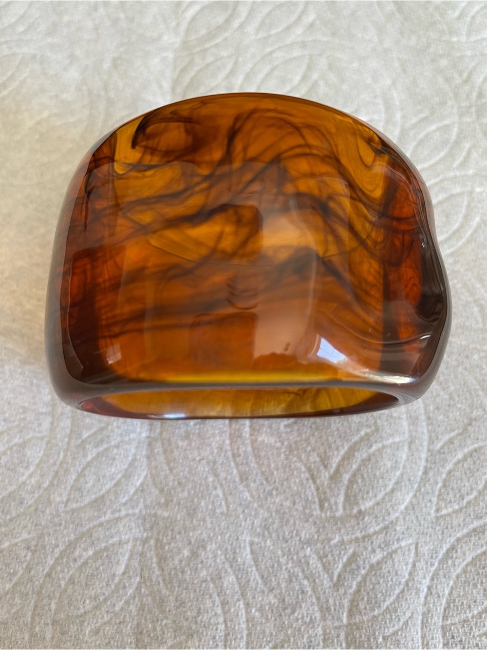 Vintage Amber color lucite chunky bangle bracelet.